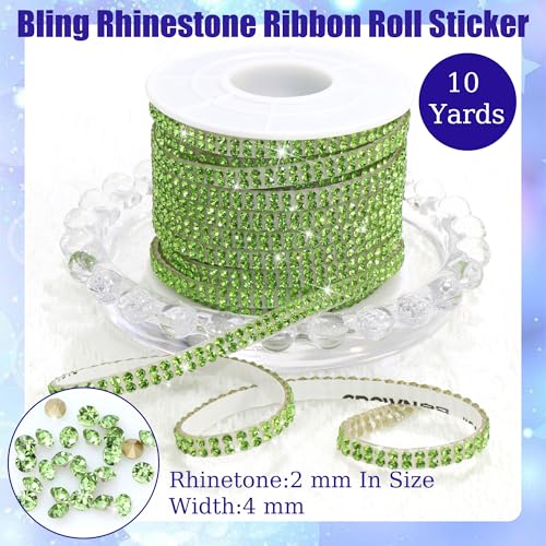 Cinta autoadhesiva de diamante verde claro para molduras interiores de coche y manualidades 3