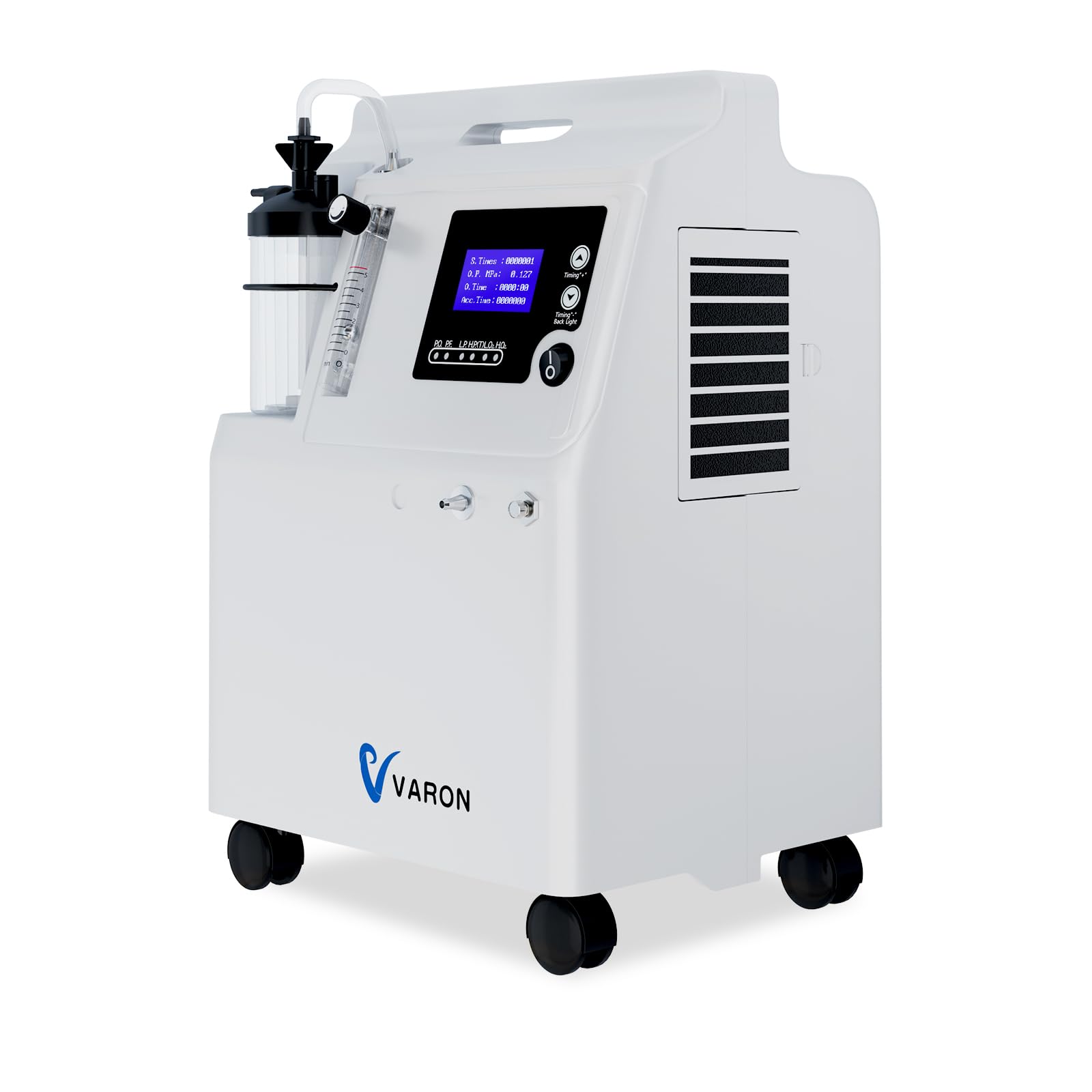 Koncentrator Tlenu 5L 93% 43dB Nebulizator Kółka Timer 40h | Tlen 5L/min, medyczna czystość 93%, ultra-cichy 43dB, wbudowany nebulizator, regulacja co 0.5L, timer 40h, 24/7.