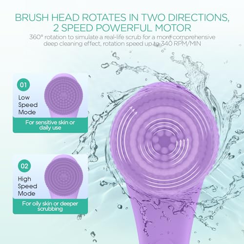VOYOR Electric Body Scrubber, Two-Way Rotating Brush Head, 4 Accessories, IPX6 Waterproof, Rechargeable Cordless - Image 4