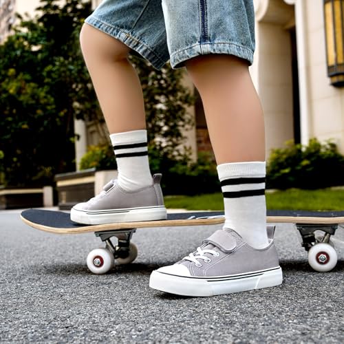 Image of Zoroadke Toddler Boys and Girls Sneakers Low Top Adjustable Strap Canvas Shoes for Kids
