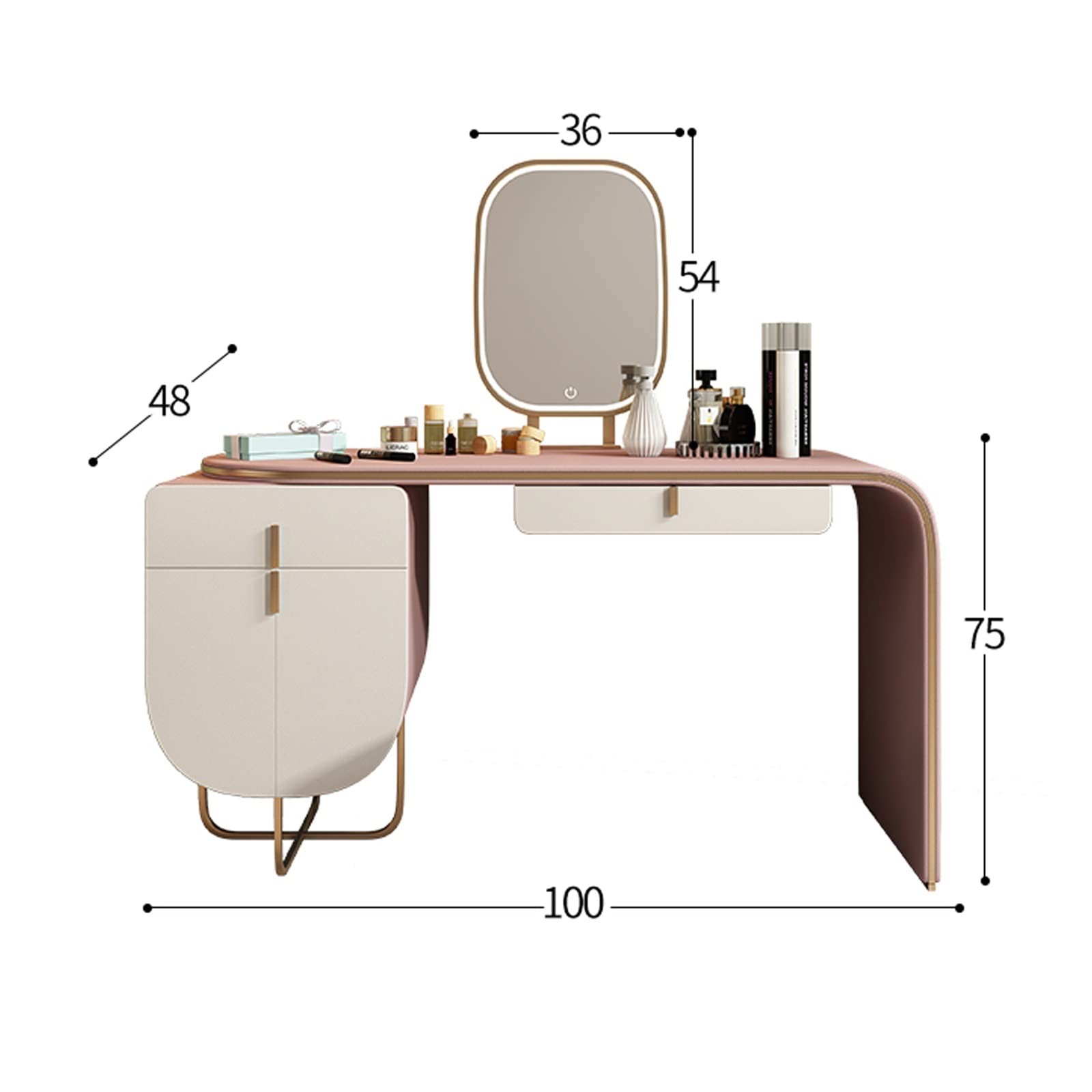 EQUALIZE Schminktisch Kommode Einziehbare Kommode mit Schublade Schminkspiegel Schminkhocker Schminktisch All-in-One Set Damen Make-up Assistent Schreibtisch (Farbe: E)