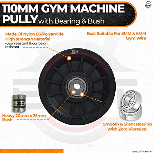 Image of B Fit ABS Plastic Gym Pulley with inbuilt Bearing and Bush- Heavy Duty Wheel Cable Gym Fitness Equipment Replacement 4 Pcs (110 MM-4 Pcs) | Gym Machine Attachment