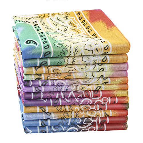 Bandanas en coton pour le sport et les loisirs lot de 12 foulards de cowboy multicolores