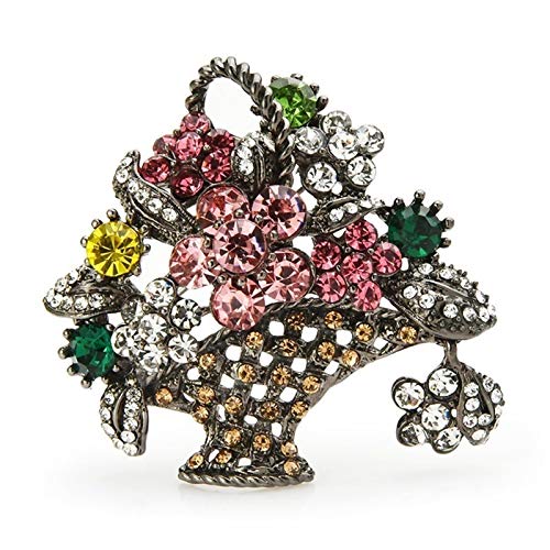 Broche fleur en métal multicolore avec strass brillants pour femme