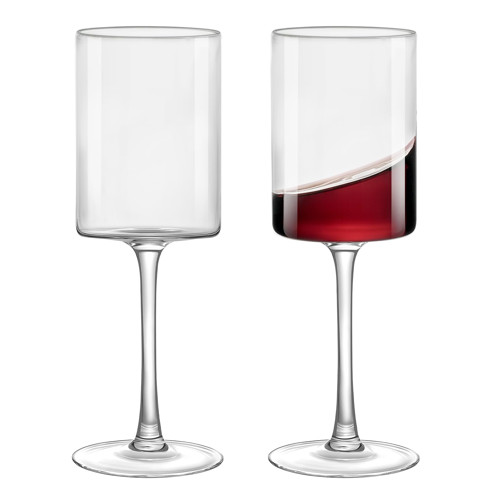 Verres à vin rouge en cristal de table chic avec pied long raffiné