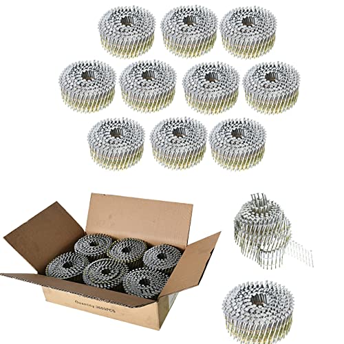 raseparter 3600 Count 15 Degree Full Round-Head Siding Nails 2-1/4 Inch x 0.092 Inch Ring Shank, Hot-Dipped Galvanized for Rough Nailing of Lathing and Sheathing Materials
