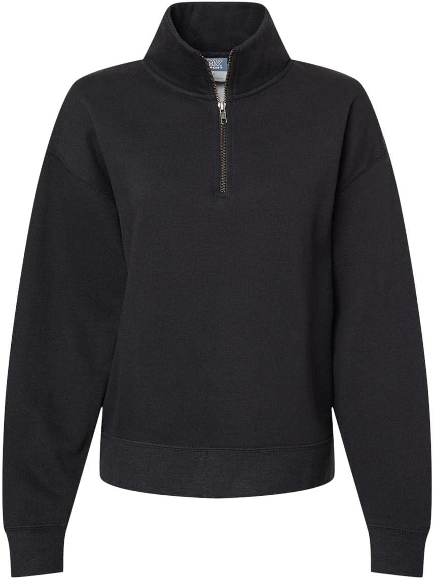 MV Sport - Women's Sueded Fleece Quarter-Zip Sweatshirt - W22713 - M - Black
