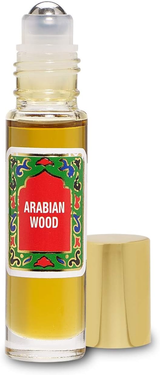 Arabian Wood Perfume Oil Roll-On - Arabian Fragrance Oil Roller (No Alcohol) Perfumes for Women and Men by Nemat Fragrances, 10 ml / 0.33 fl Oz