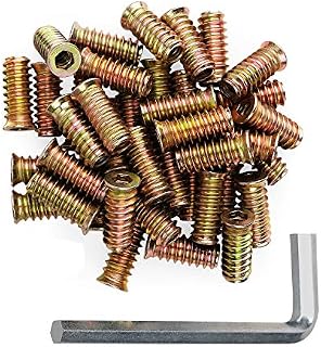 50pcs 1/4"-20 x 25mm Furniture Insert Hex Drive Head Nuts, Carbon Steel Galvanized