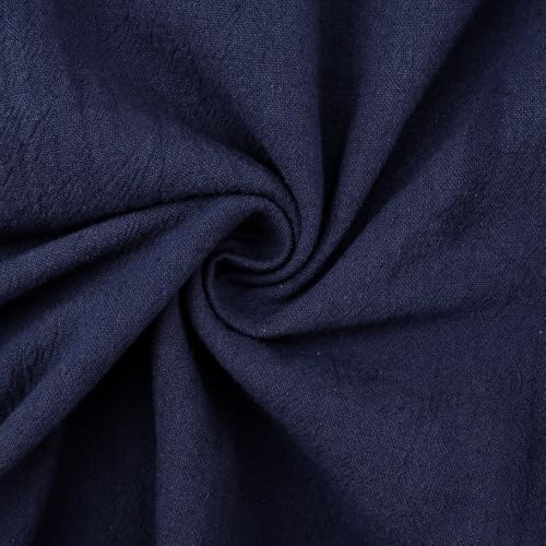 SHEKINI Women Trousers Elasticated High Waist Wide Leg 7‘’ Pants with Pockets Ladies Elegant Loose Casual Lounge Palazzo Pants, Navy Blue, M - Image 5
