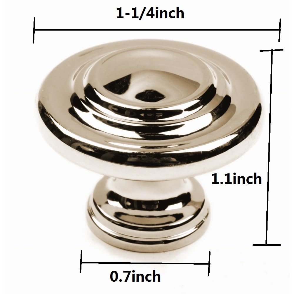 KHTUMEWARE-88555 Round Knob, Polished Nickel, 1-1/4 in (32 mm), 10-Pack in Polished Nickel — KHTUMEWARE