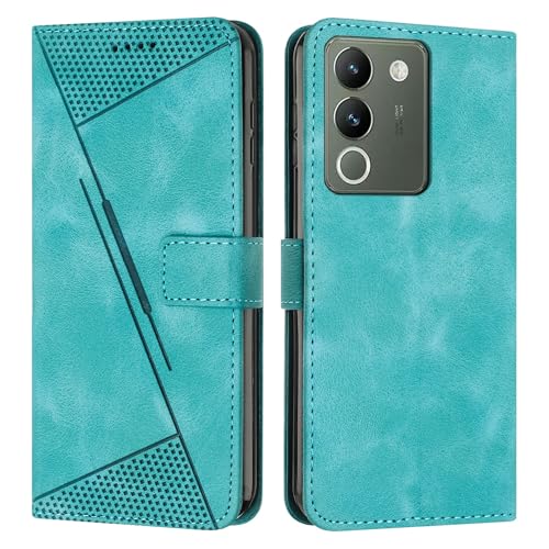 Étui Portefeuille pour Vivo Y200 Vert avec Dragonne de Transport Pratique
