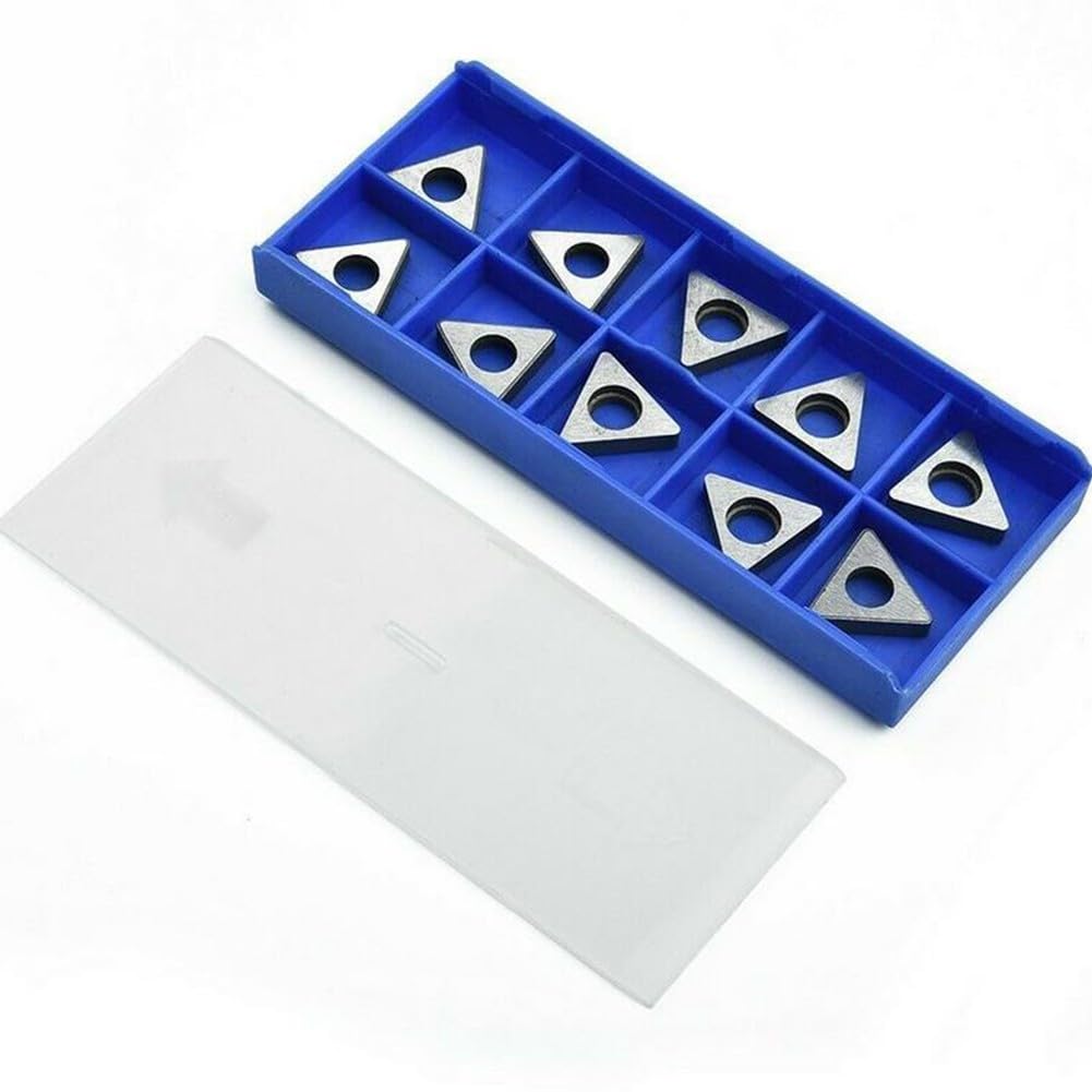 MT1603 - Portautensili per tornitura CNC, 10 pezzi, triangolare per inserti in carburo, spessore argento ad alta resistenza, 1,46 x 1,20 x 0,32 cm e 2 x 1,76 x 0,47 cm (MT1603)