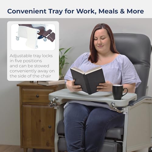 Image of Drive Medical Bariatric Geri Chair Recliner, Chocolate, Extra Wide | 3 Position Heavy-Duty Reclining Clinical Chair Features Armrests and Tray for Added Comfort and Support in an Extra Wide Seat