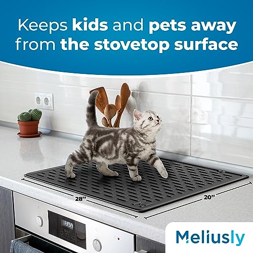 Meliusly® Silicone Stove Cover (20x28) Premium Silicone Stove Top Protector, Silicone Electric Stove Top Covers, Silicone Mat for Glass Stove Top, Silicon Stove Cover Cooktop Range Mat (Solid Black) - Thumbnail 3