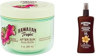 After Sun Body Butter with Coconut Oil, 8oz & Protective Tanning Oil Spray Sunscreen SPF 15, 8oz