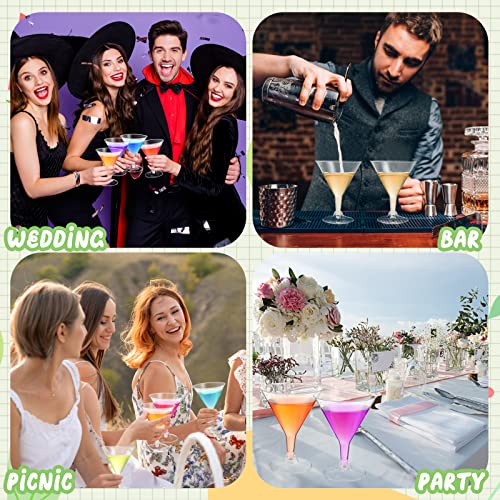 100 Pieces Clear Plastic Martini Glasses 8 Oz Disposable Cocktail Glasses Mini Martini Dessert Appetizer Cups Bulk Stackable Stemmed Martini Glass For Weddings Birthday Outdoor Parties #TOP5