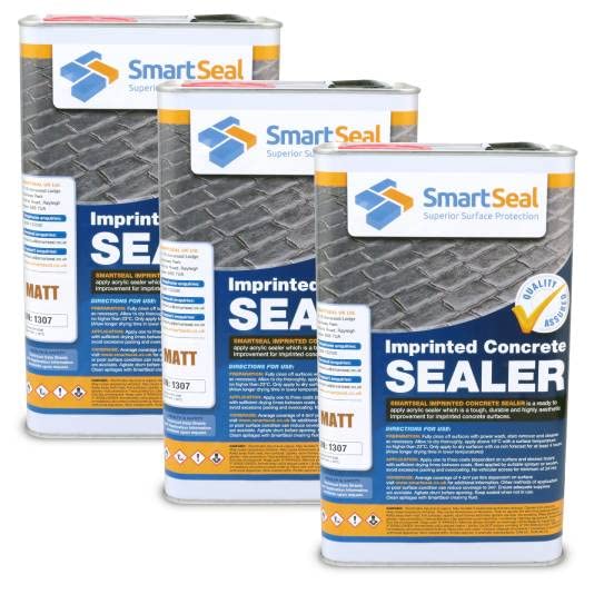 Smartseal Imprinted Concrete Sealer - MATT FINISH - Easy To Apply - Durable Outdoor Sealer for Stamped Concrete - (3 x 5 L)