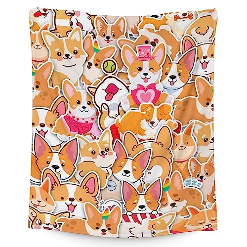 Corgi Blanket Gifts - 40"x50" Cute Throw for Adults, Kids - Colorful Soft Fuzzy Blankets for Bed, Couch & Living Room