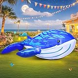 8 FT Whale Inflatable Decoration, Spring Inflatable Blow Up Animal Decorations Built LED Lights for Outdoor Yard Farm Lawn Holiday Garden Birthday Party