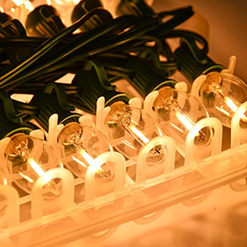 Image of 25FT C7 LED Christmas Lights Outdoor, C7 Warm White Christmas String Light with 27 LED Bulb, Hanging Vintage Christmas Lights UL Listed for Patio Backyard Party Tree Roofline House Xmas Decorations