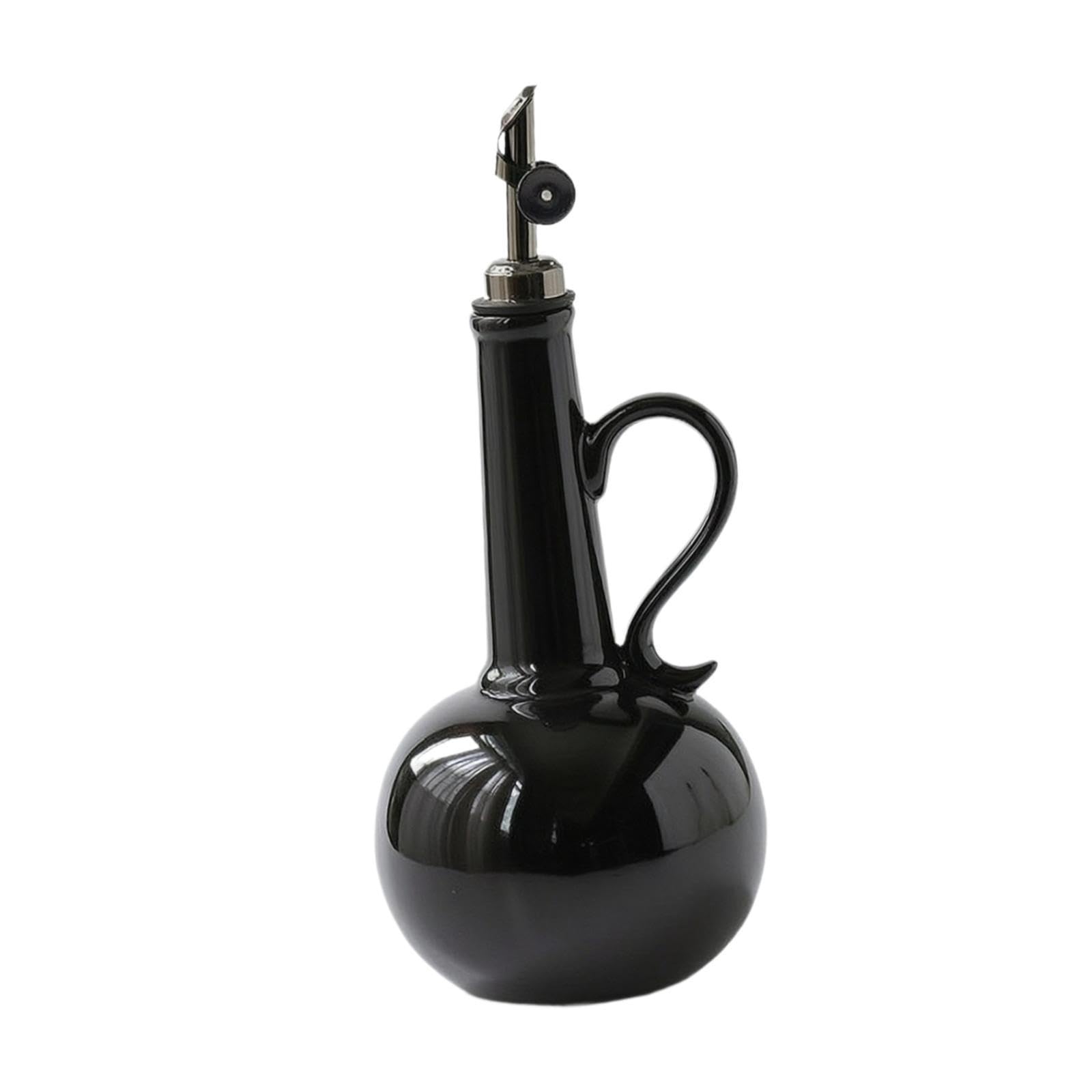 Dispensador de Vinagre, Botella Dispensadora de Aceite, Recipiente de Cerámica para Aceite Y Vinagre, Aceitera de Oliva, de Acero Inoxidable, Negro, Individual