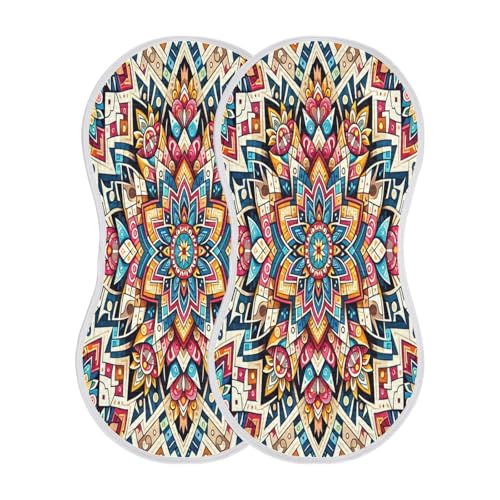 Mandala Burp Cloths Cotton Baby Washcloths,Large 22x11in Burping Cloth Absorbent and Soft for Newborn Baby Boys and Girls,1 Pack2