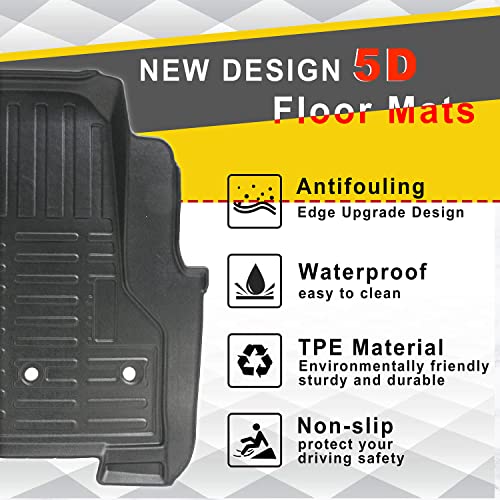 5D Floor Mats Compatible With Freightliner M2 - Shinjew Truck Floor Rubber Liners Custom Fit Freightliner Accessories - 1St Row All Weather Guard Heavy Duty - 2Pcs Set #TOP1