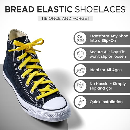 Image of Bread Elastic Shoelaces - Tie Once, Slip On Convenience - Premium Stretch Laces for Boots, Running Shoes, and Everyday Wear