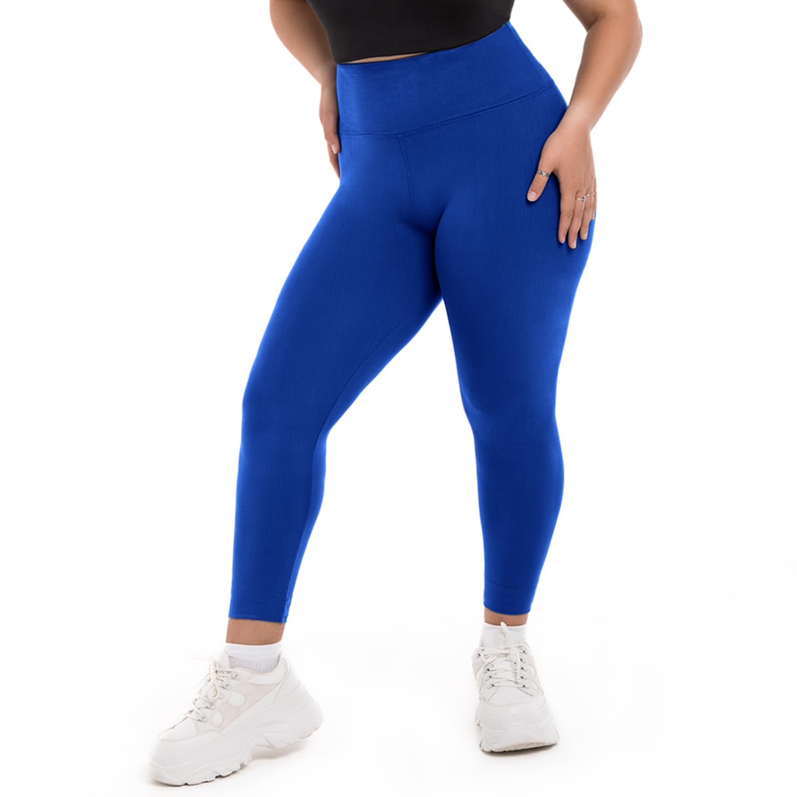 SINOPHANT Plus Size Leggings for Women, High Waisted Tummy Control Buttery Super Soft Black Yoga Pants for Workout Running