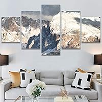 SIGNWIN 5 Panel Canvas Wall Art Modern Art Expressive Farmhouse/Country Landscape Mountain Top Multicolor Photography for Home Decorations Ready to Hang - 60