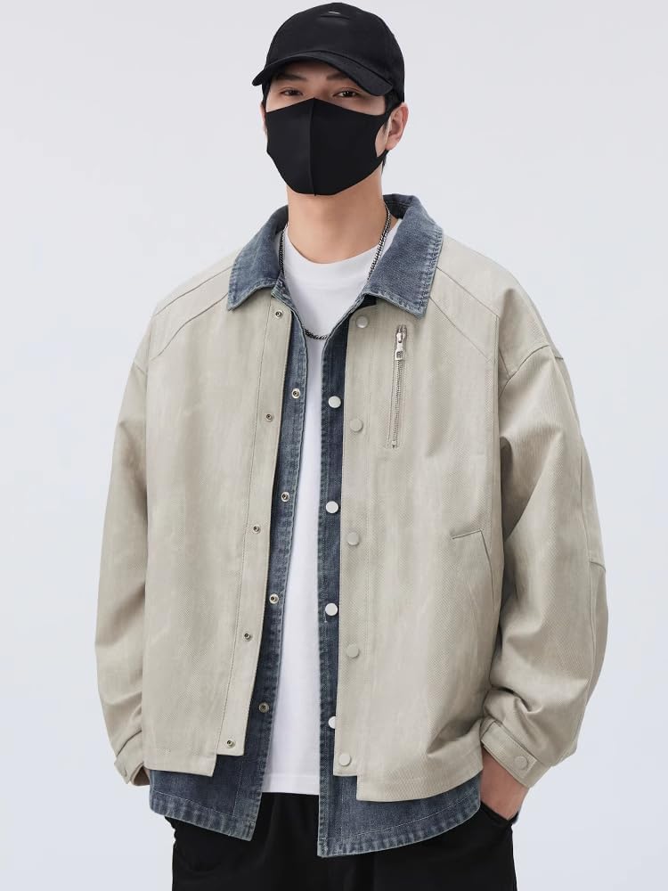 Men's American Style Collar Jacket, Sports Loose for Spring and Fall