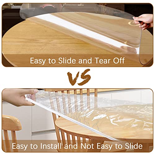 TWUTGAYW Round Tablecloth, Waterproof Tablecloth PVC Elastic Edged With Flannel Backing Table Cover - Image 3