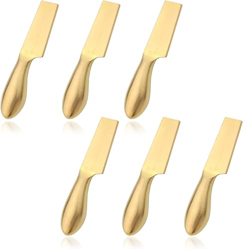 Miniatura 10 de JASHII Juego de 6 tenedores para servir queso dorado, juego de herramientas de queso de acero inoxidable 304, utilizado para servir, sostener quesos