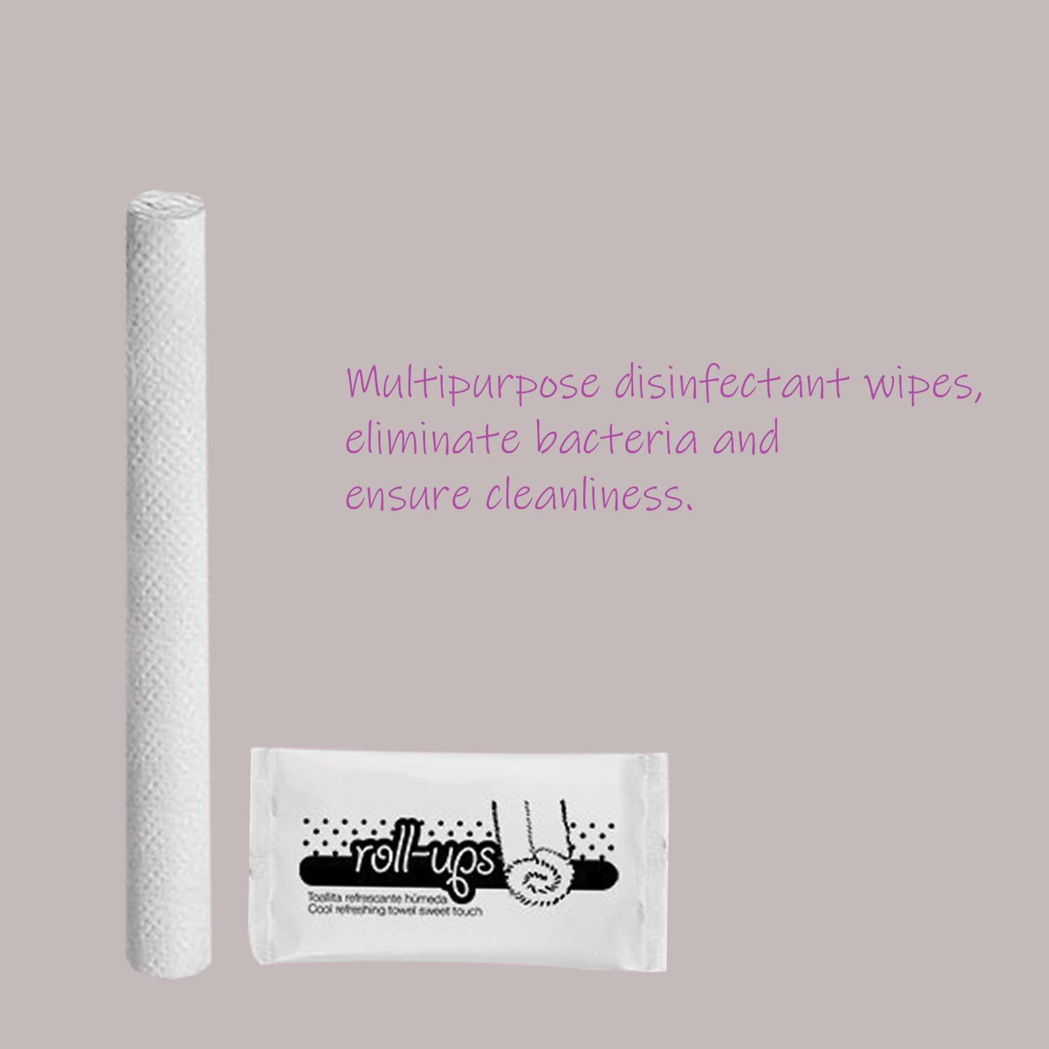 Toalla enrollada para limpieza manos | 400 unidades. Toallitas deluxe desinfectantes multiusos, aseguran limpieza y perfume agradable | Medidas sobre: 10x5 cm, medidas toalla: 25x16 cm.