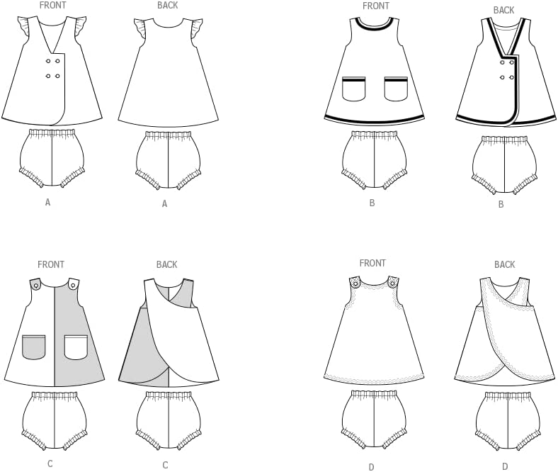 Butterick B7003A Easy to Sew Toddlers' Dresses and Underwear Sewing Pattern Packet, Design Code B7003, Sizes 1/2-1-2-3-4