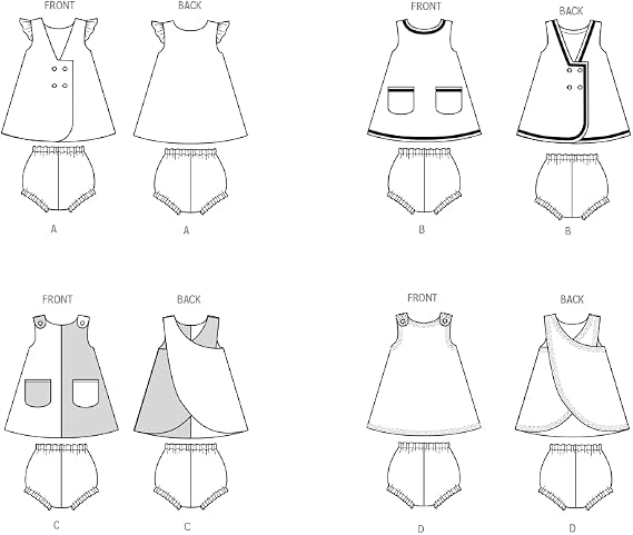 Butterick B7003A Easy to Sew Toddlers' Dresses and Underwear Sewing Pattern Packet, Design Code B7003, Sizes 1/2-1-2-3-4
