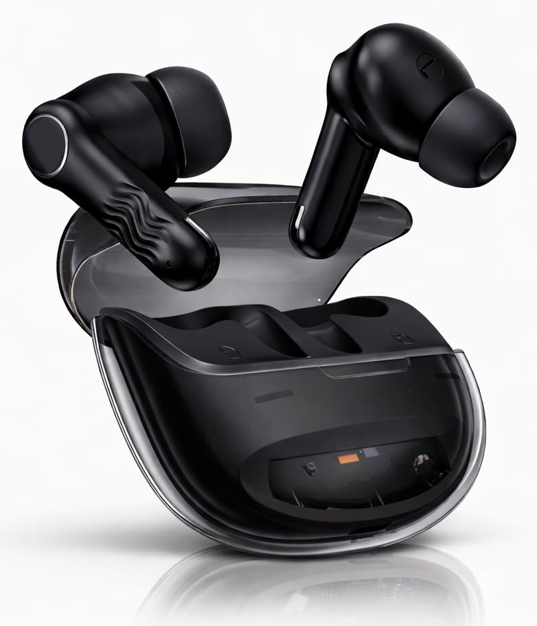 Image of CRYSTA Gaming TWS Earbuds - Ultra Low Latency 40ms, Bluetooth v5.49+ENC for Clear Calling, 50Hrs Playtime, Bass Boosted, Premium Wireless Headphone, Touch Control, IPX4 & Voice Assistance. BLACK