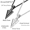 JeryWe 2Pcs Stainless Steel Pendant Necklaces for Men Boy Cool Viking Spearpoint Arrowhead Pendant Chain Necklace Set Black & Silver Tone #3