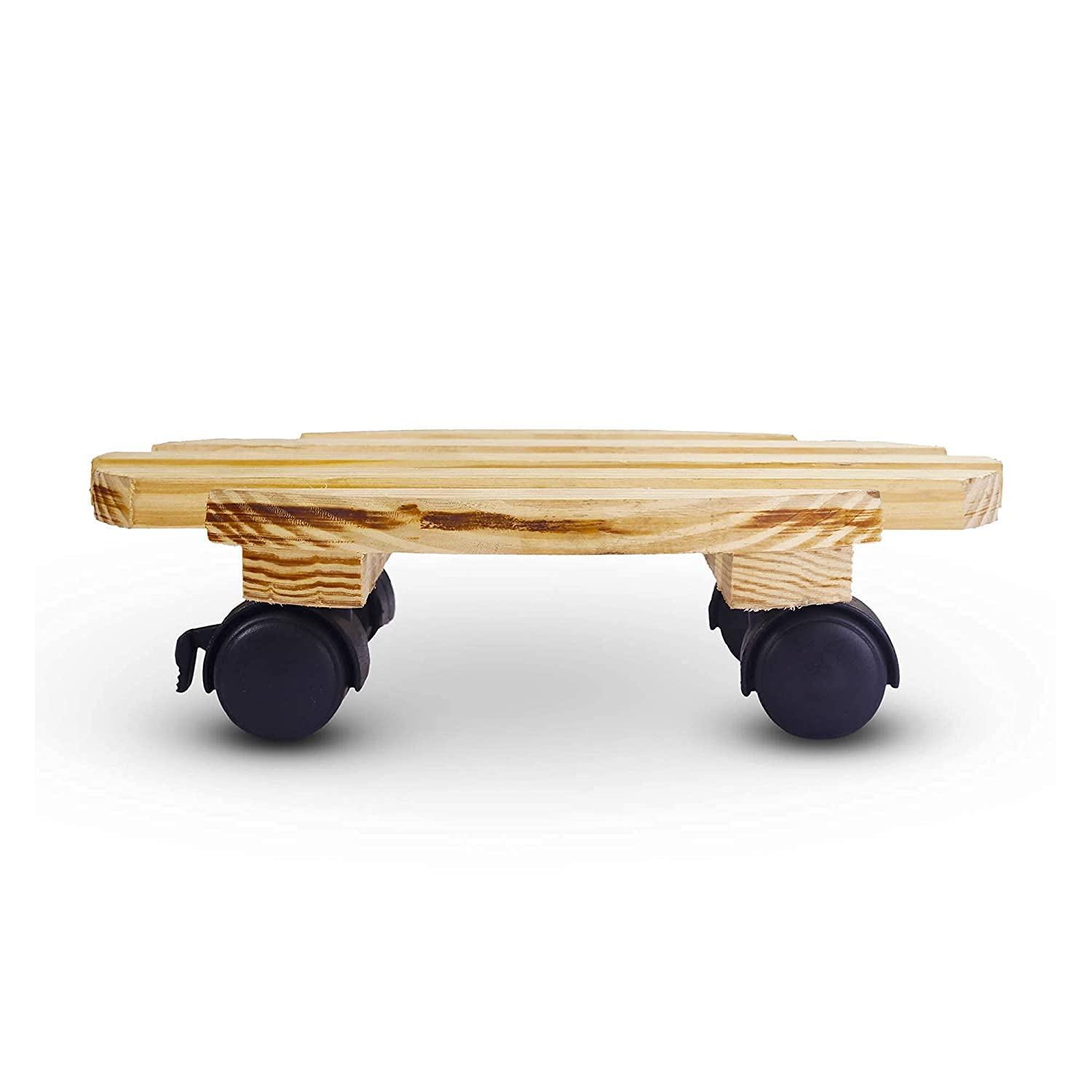 Easyroot Wooden Plant Stand with Wheels Round Flower Pot Trolley 4 Moving Wheels - (Pack of 1) (25x25x7.5cm) (B09JZ8NHBW) Amazon Price History, Amazon Price Tracker
