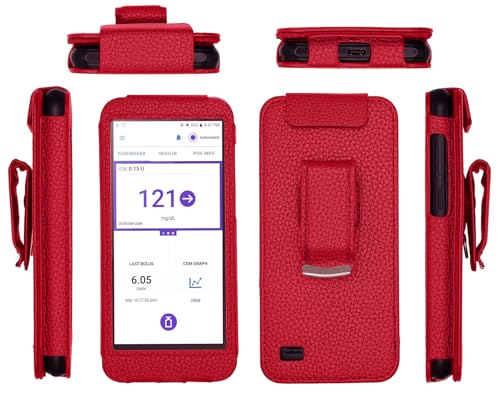 Omnipod 5 étui en cuir rouge avec clip pour la marche et le sport
