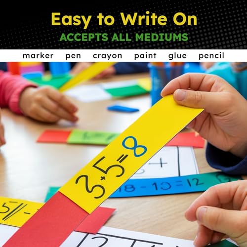 Image of Hygloss Small Colored Poster Board 4x11 - 50 Assorted Standard Color Bulk Pack - Red, Yellow, Green, Blue, Black - 10 Pt. Thickness Poster Board Paper - Posterboard Multipack 4 inch x 11 inch