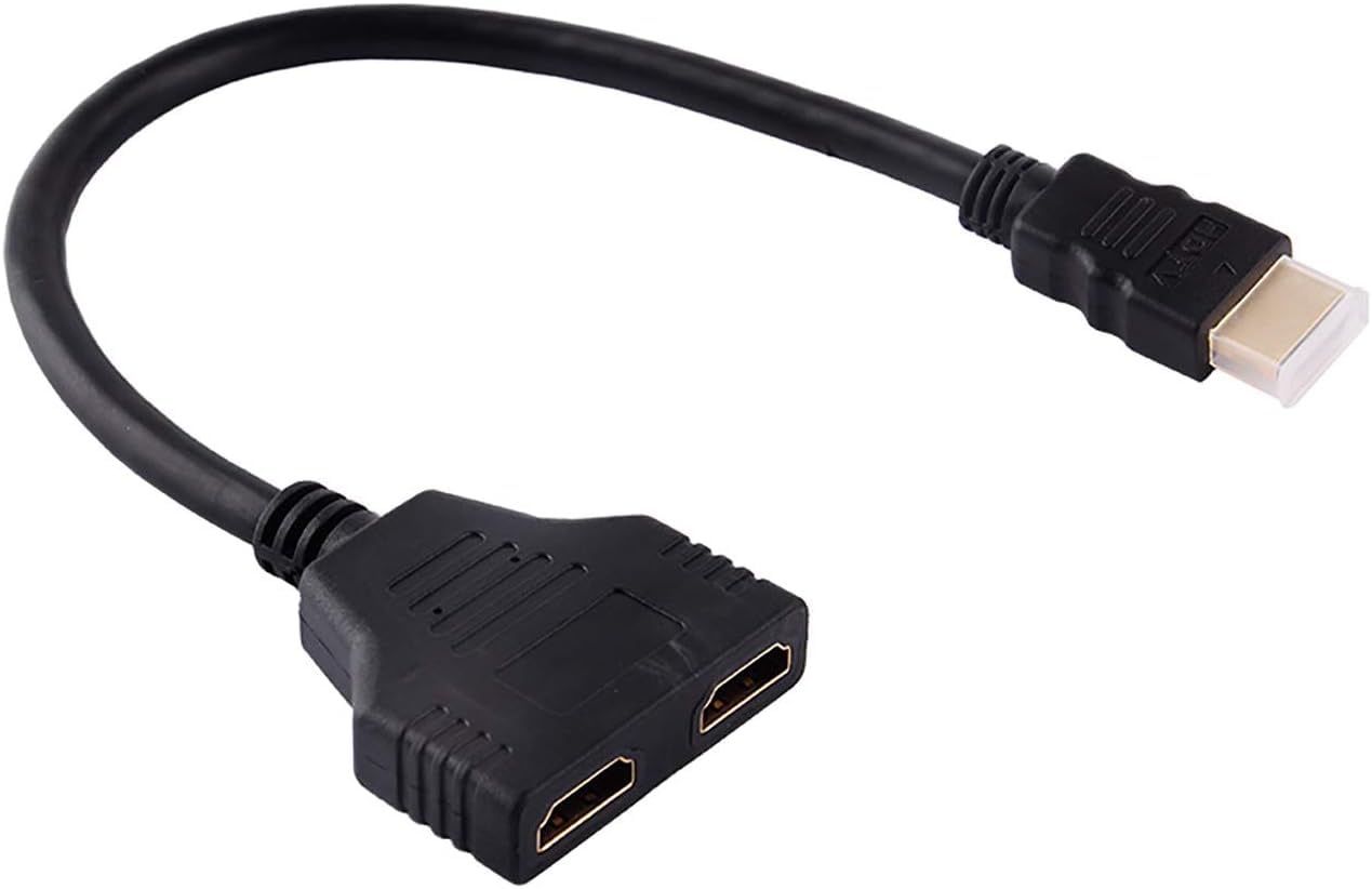 Tec-Digi Dual HDMI Adapter, 1080P HDMI Male to Dual HDMI Female 1 to 2 Way Splitter Cable Adapter Converter for DVD Players/PS3/HDTV/STB & Most LCD Projectors