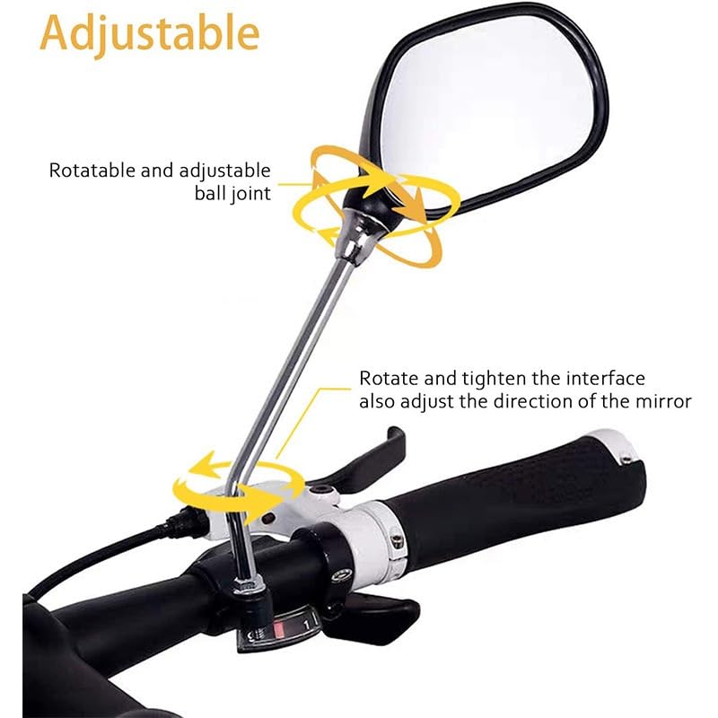 Bike Mirrors, 2Pcs Bicycle Large Wide Angle 360°Adjustable -Bicycle Mirrors for Handlebar 22-26mm, for Mountain Road Bike Motocycle