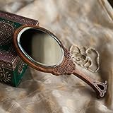 ExclusiveLane Handcrafted Sheesham Wooden Engraved Hand Mirror for Women, Men, Girls | Decorative Handheld Mirror for Makeup, Vanity, Home Décor | Hand Mirrors with Handle/Stand (11 Inch)