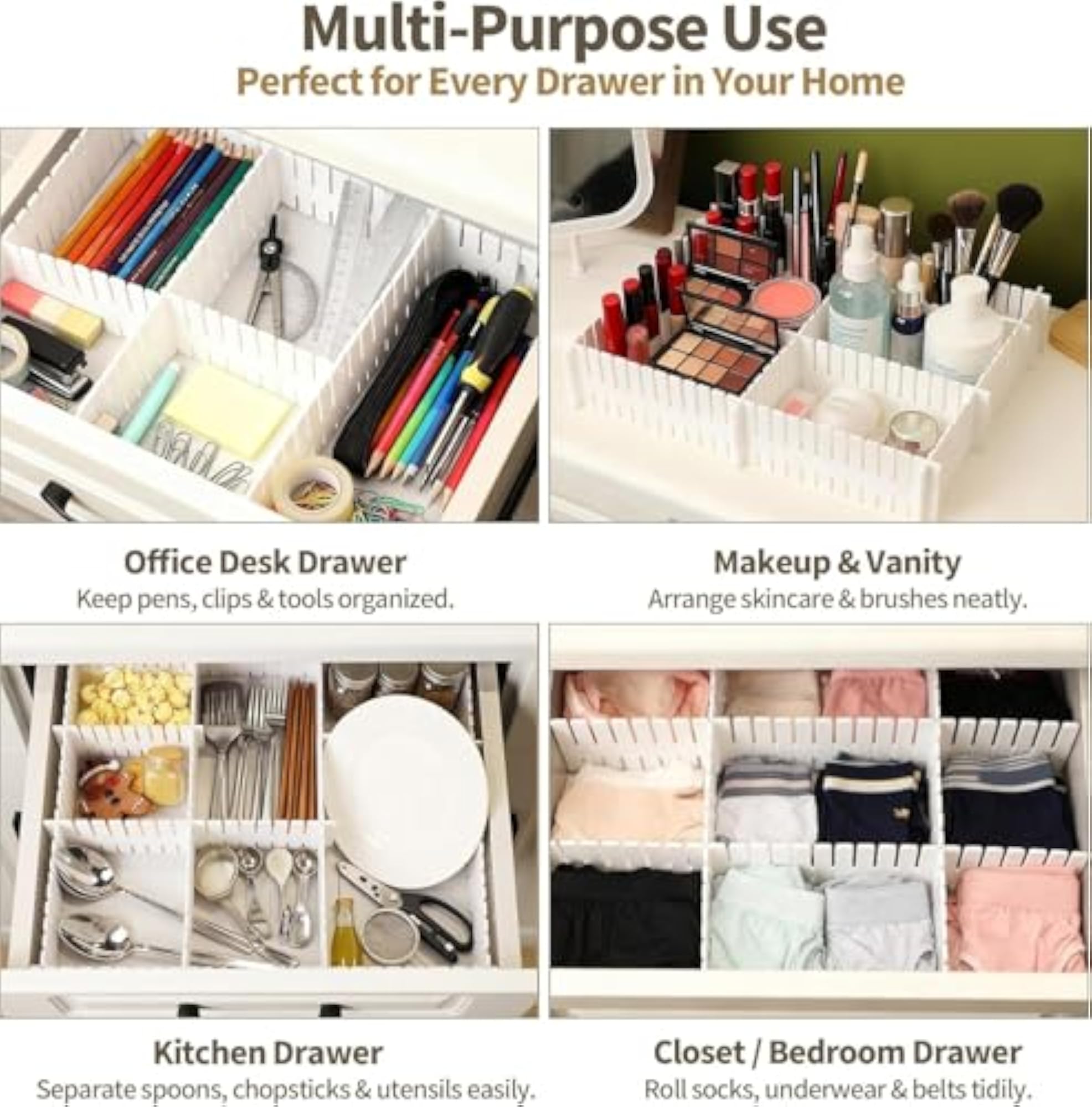 Drawer Divider Organizer Interlocking Plastic Grid