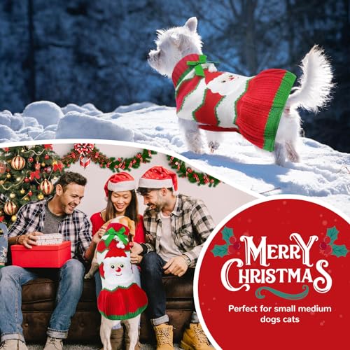 SKXEO Christmas Dog Sweater Dress with leash hole, Save pattern Xmas Ugly Pet Cat Puppy Jumpers For Small Medium Dogs Winter - Image 3