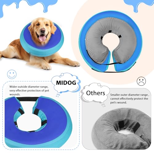 Image of MIDOG Inflatable Dog Cone, Donut Recovery Collar After Surgery, Large+