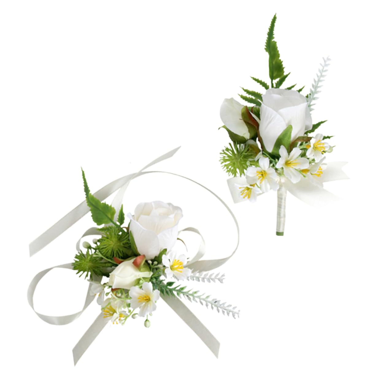 Boutonnière mariage sans flétrissement et corsage synthétique adaptable