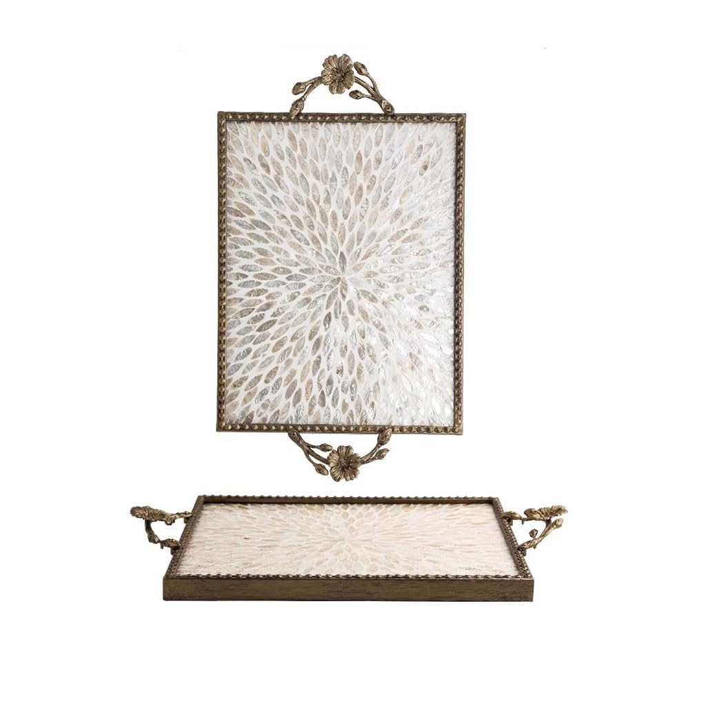 Tray Decor Creative High-end Shell Decorative Storage Tray Desktop Ornament Tray Food Tray(A)